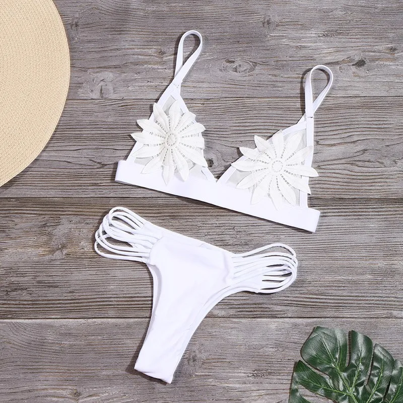 Пикантный комплект бикини с цветочным принтом женский костюм купальник низкой