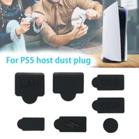 7pcs dust plugs for ps5 game console interface silicone anti dust cover dustproof plug set for playstation host game controller