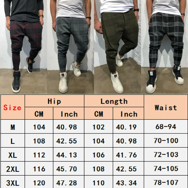 

Men's Slim Fit Urban Straight Leg Trousers Casual Pencil Jogger Cargo Pants Plaid Casual Straight Leg Trousers Pencil