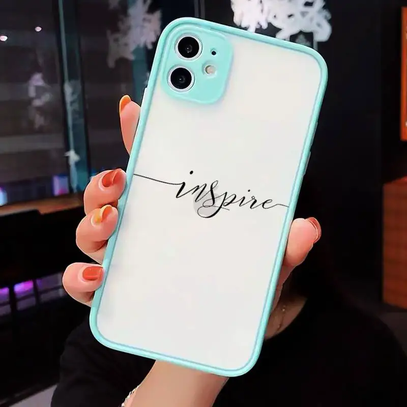 

Love Heart Letter Phone Case For iPhone 12 11 Mini Pro XR XS Max 7 8 Plus X Matte transparent blue Back Cover