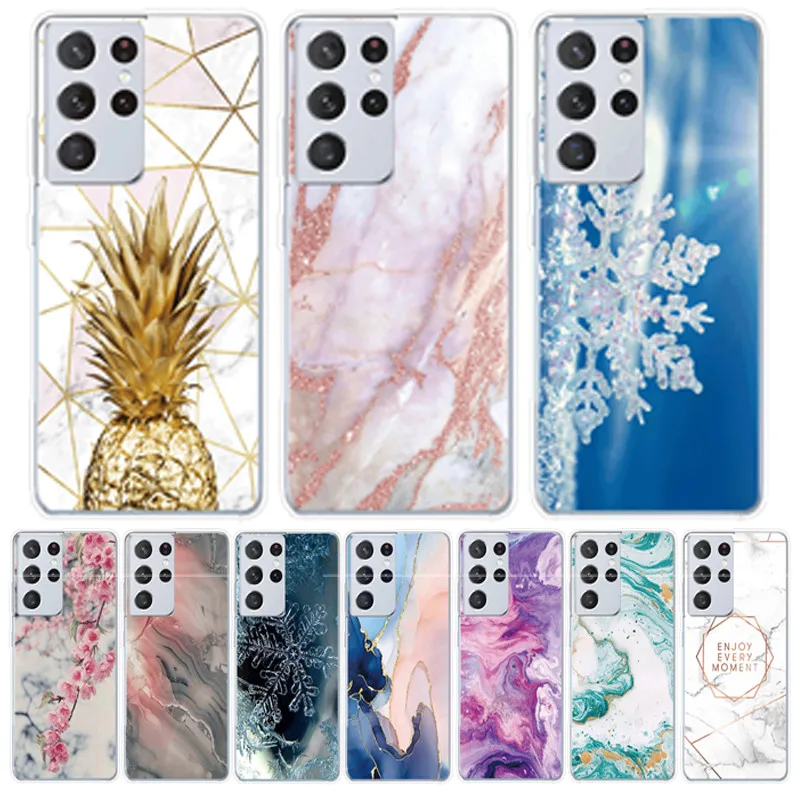 Coque For Samsung Galaxy S21 Ultra 5G Case Soft Silicon Transparent Cover For Galaxy S21 Ultra 6.8 inch marble Capa for S21Ultra