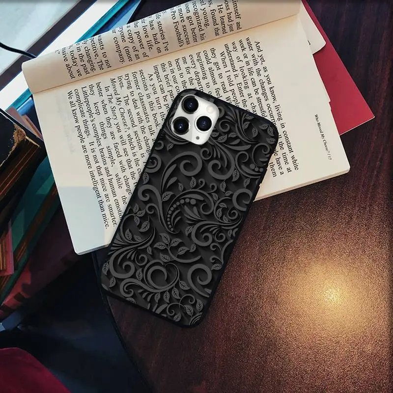

Elegant black pattern Phone Case for iPhone 11 12 pro XS MAX 8 7 6 6S Plus X 5S SE 2020 XR Soft silicone