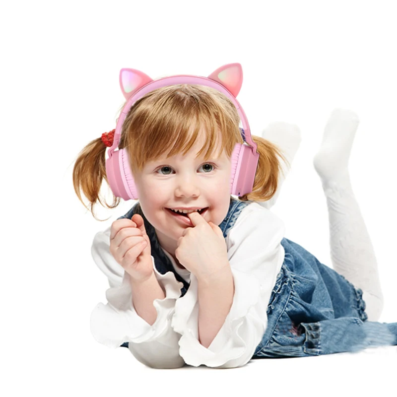 Милые Bluetooth 5 0 музыкальные наушники для девочек беспроводной светодиодный