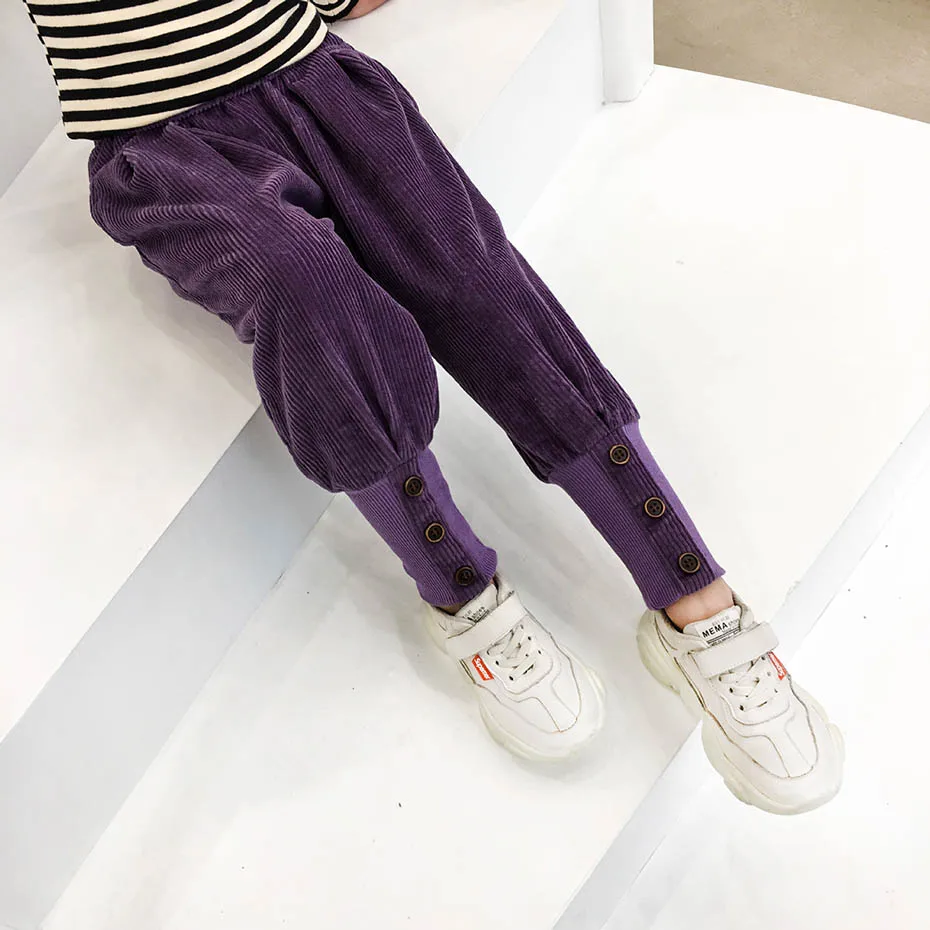 Новые штаны для девочек плотные вельветовые лоскутные детей Осеннее корейское