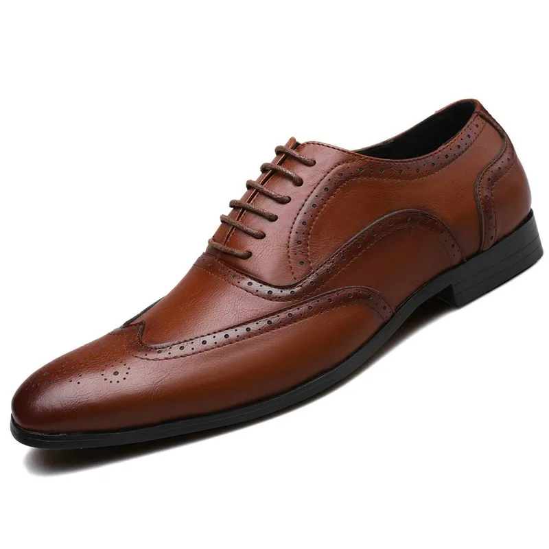 

New Style Men's Formal Leather Shoes Fashion Mens Brogue Shoes Male Dress Shoes Plus Size 38-48