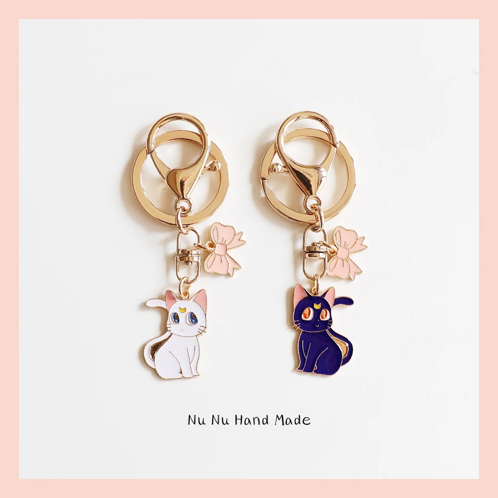 Мультяшные брелоки Luna с котом милый аниме брелок подвеской для автомобиля женщин