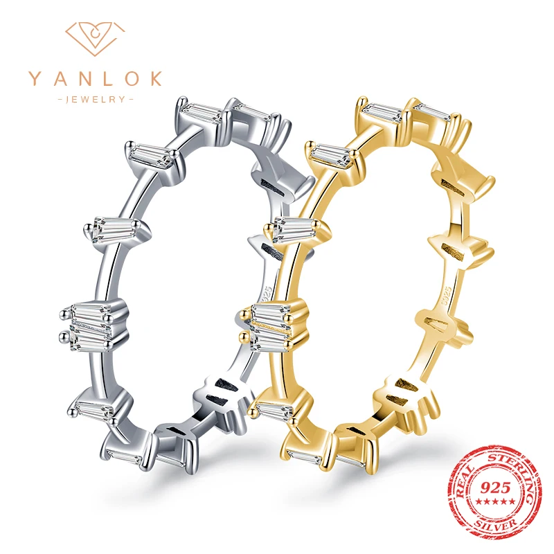 

YANLOK Design Ring Finger Rings For Women Genuine 925 Sterling Silver Retro Engagement Wedding Jewelry Fashion Accessories