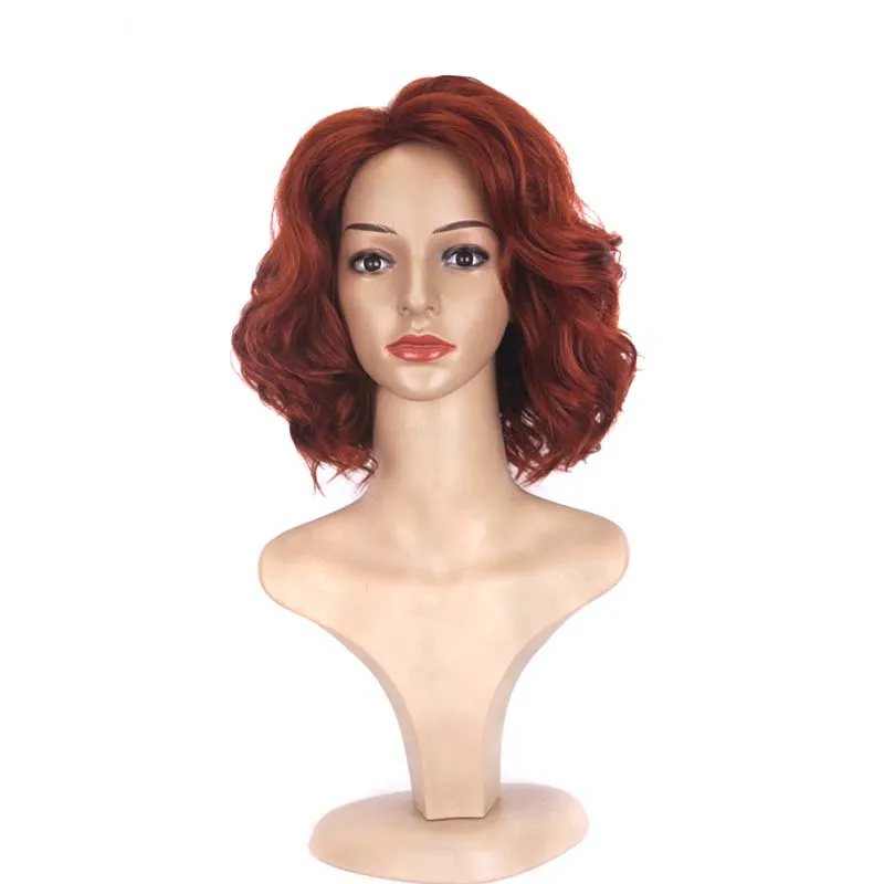 Wig Мстители, Черная Вдова, карнавальный костюм, женские костюмы на Хэллоуин, Мстители, Наташа ромаофф, костюм, Черная Вдова, комбинезон, боевой костюм - Цвет: Wig