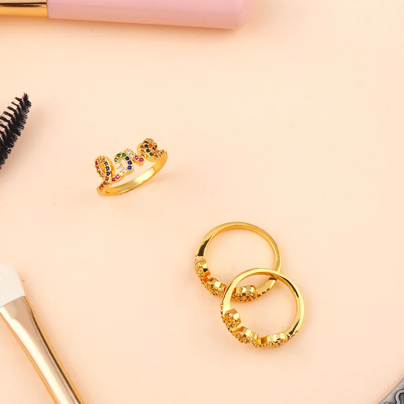 Женское кольцо новинка милое микро-инкрустированное цвет циркон любовь женская