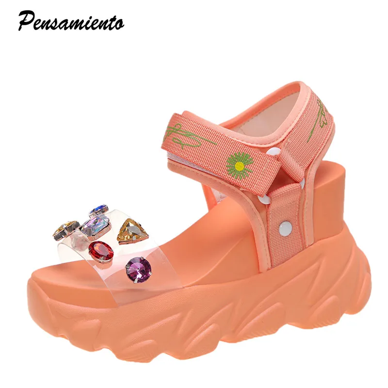 Женские кроссовки на высоком каблуке 10 см сандалии модная летняя массивная обувь