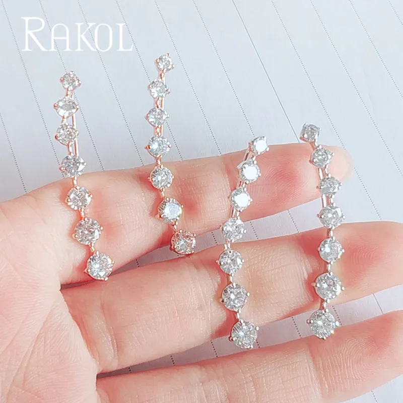 Персонализированные Прозрачные Серьги RAKOL с кубическим цирконием в стиле панк