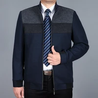 2022 men wool jacket patchwork autumn woolen coat pea coat winter wool blend jacket zipper wool coat men business stand collar