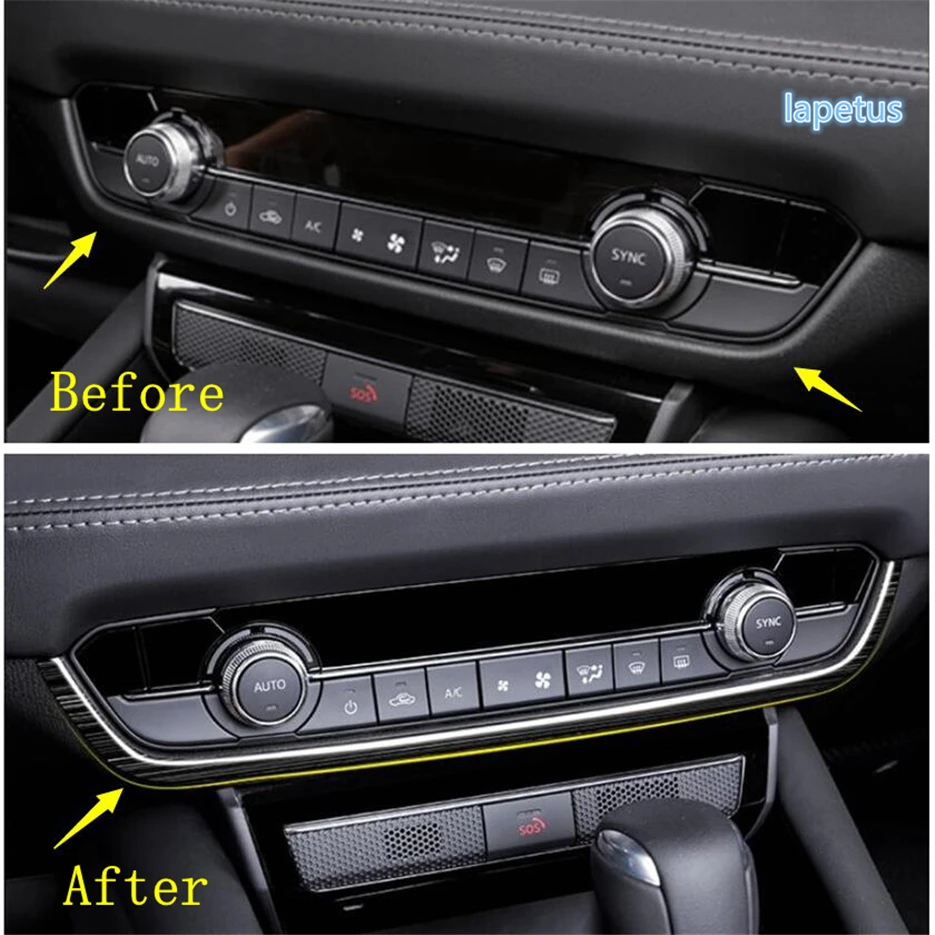 

Lapetus Front Central Air Conditioning AC Panel Strip Decoration Frame Cover Trim Fit For Mazda 6 2019 2020 Black Brushed