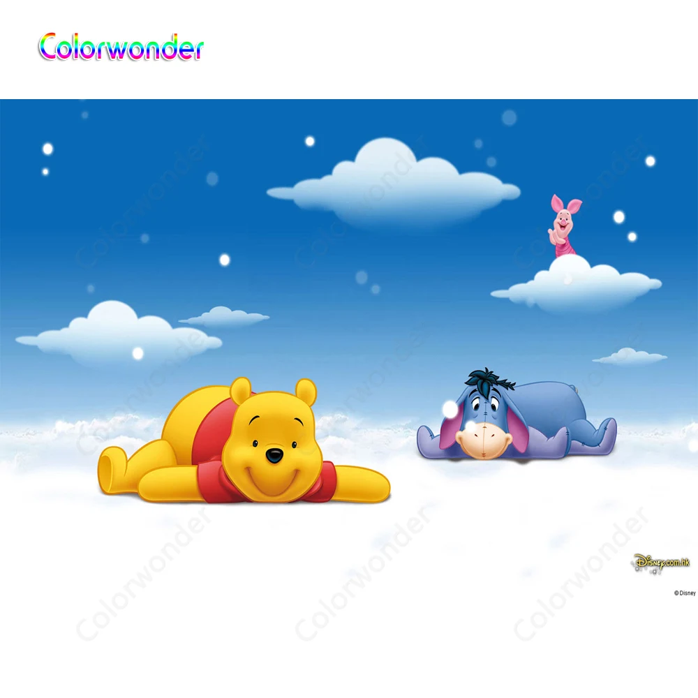 Фон для фотосъемки новорожденных в ночное время голубой фон Медведь Винни Ослик