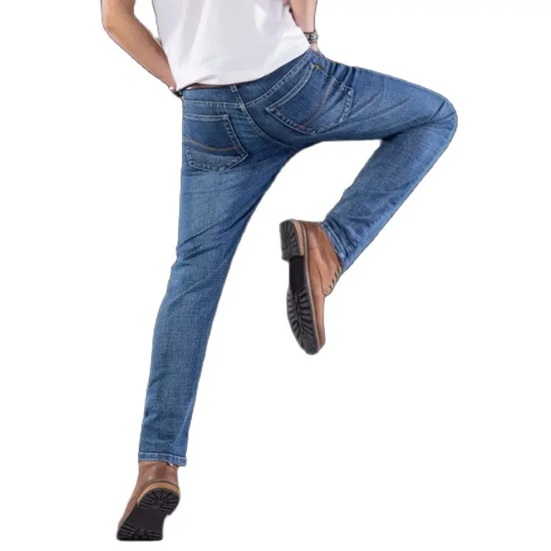 

Spring Autumn Loose Men's Jeans Cotton Slim Elastic Brand Business Trousers Classic Style Jeans Denim Pants Male Pants