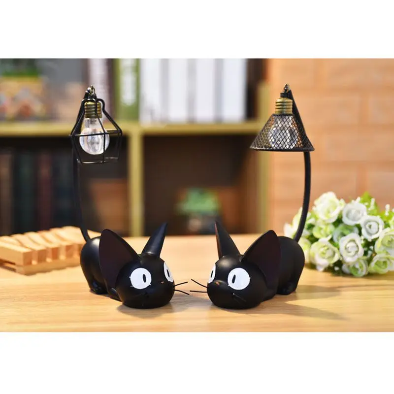 

Lovely Little Black Resin Cat Night Light Desk Figurines Miniatures Kids Favor Home Decoration & Gift