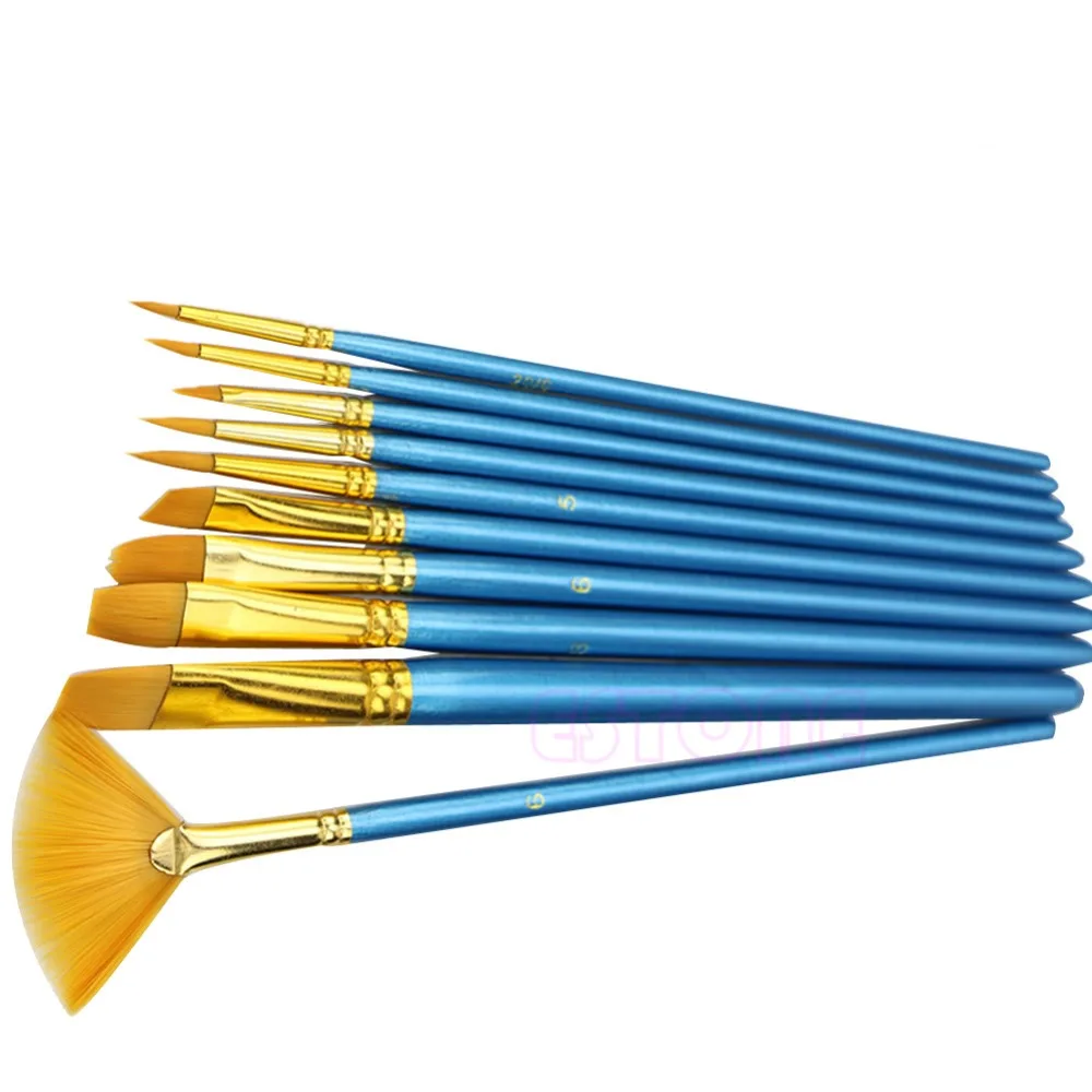 

1 Set Nylon Hair Acrylic Watercolor Flabellum Pointed Tip Artists Paint Brush