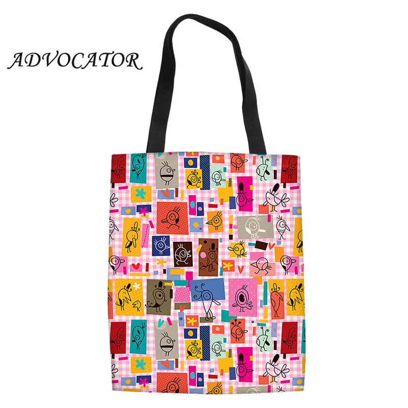 Холщовая Сумка с мультяшным принтом для собак кошек рыбок женские складные