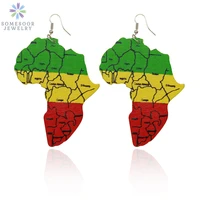 somesoor printed african countries map wooden drop earrings afrocentric ethnic tribal dangle jewelry for women christmas gifts