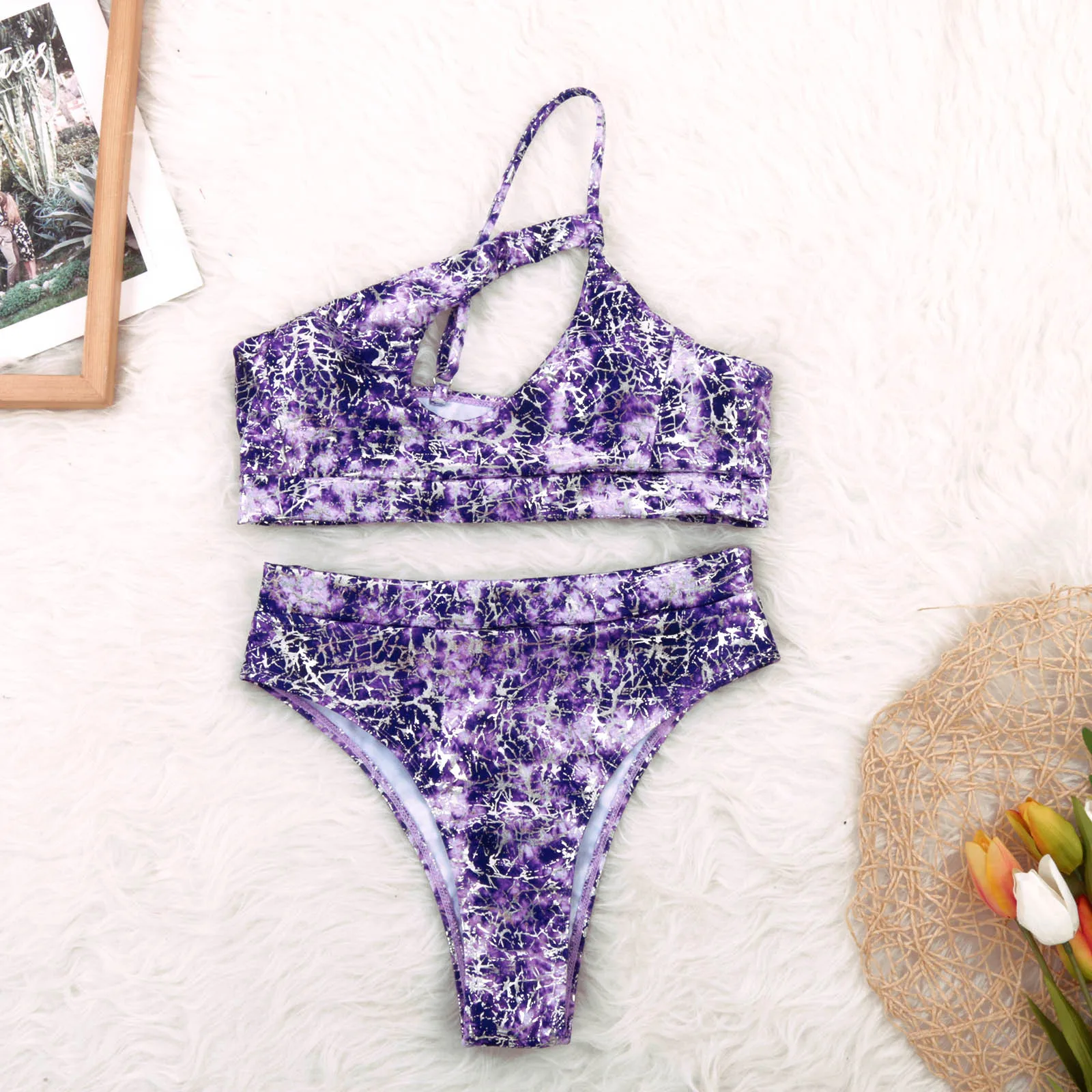 

High Waist Bikini Push Up Bathing Suit Women Swimwear Tie-dye Print Swimsuit 2 Piece Female Biquinis Feminino Bikini 2021