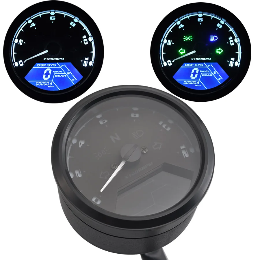 Motorcycle LCD Digital Odometer Tachometer Speedometer Gauge Multi-function Universal For Harley Cafe Racer Bobber 2-4 Cylinders