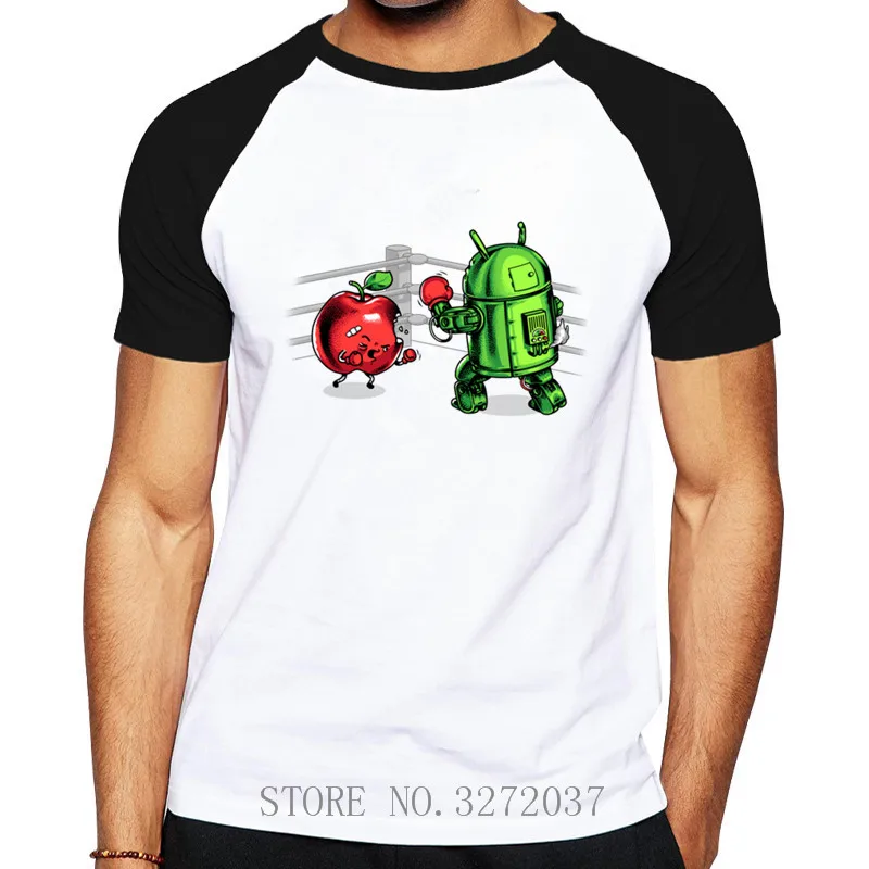 Мужская хлопковая футболка Fruits Vs. Robots с короткими рукавами и принтом Apple Android 2019 |