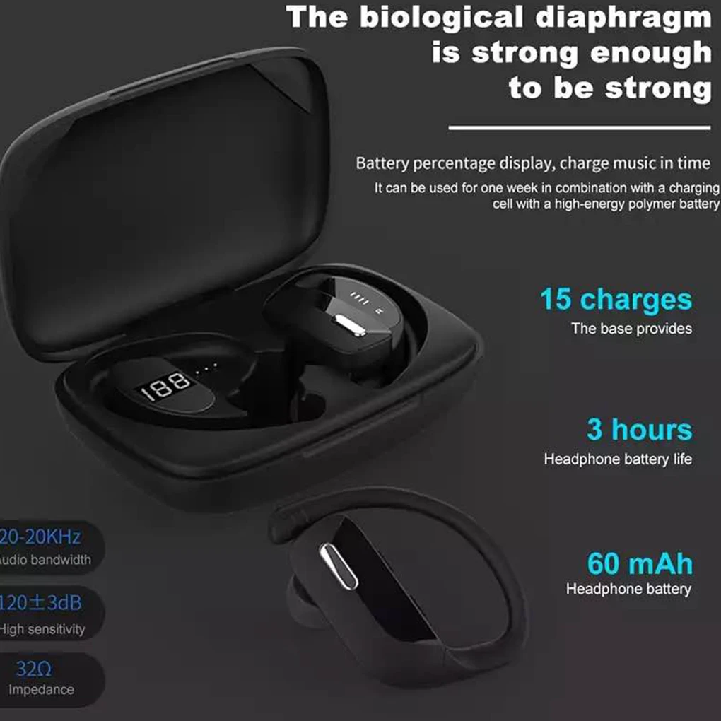 

Brand New TWS Wireless Bluetooth Earphone Sports Headset Earbuds Waterproof Headphones with Charging Box For Phone