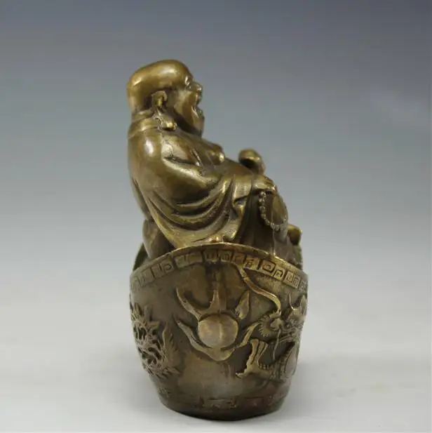 Медная Статуя медного слиток Будда Майтрея антикварная статуя старого Будды Бог