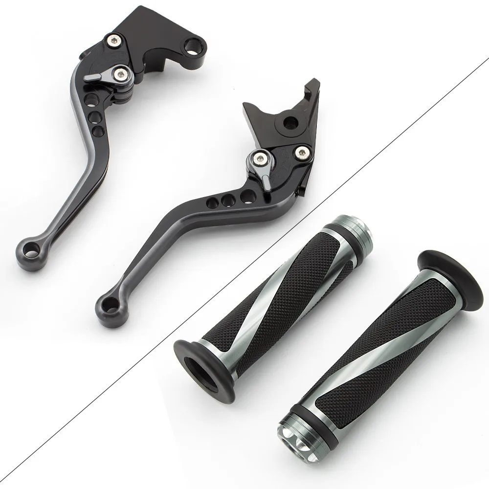 Grey Levers--Grips Для Triumph 675 STREET TRIPLE 2008- короткая алюминиевая смесь цвет регулируемый мотоцикл тормозной рычаг сцепления и ручки - Цвет: Grey Levers--Grips