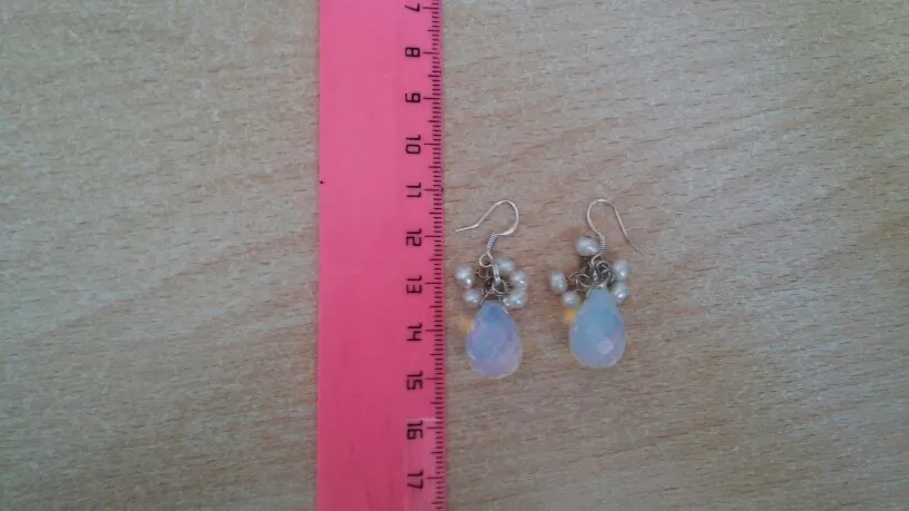 Гранёные серьги капли с лунным камнем длинные подвески белым жемчугом ювелирные