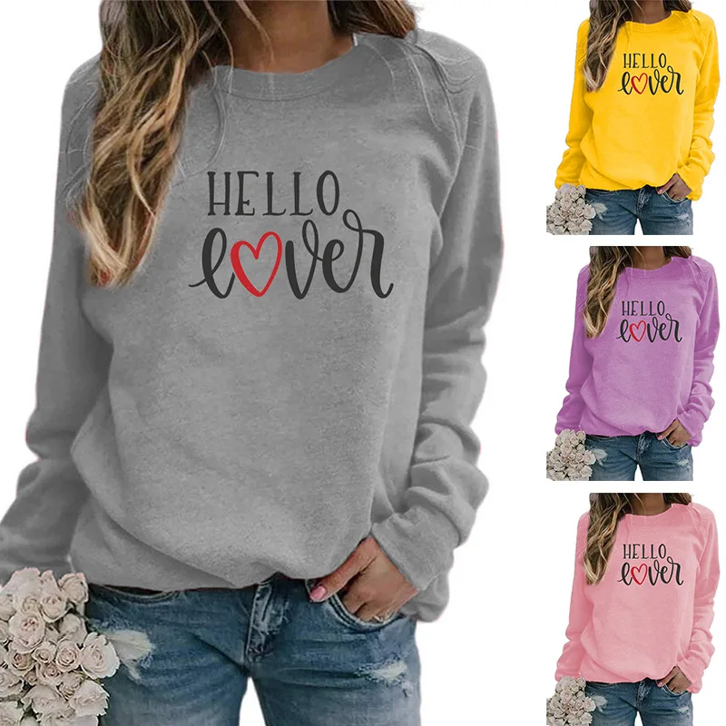 

Women Hoodie Funny Letter Printed Hoodies Women Fleece Long Sleeve O Neck Loose Sweatshirt Girls Pullovers Winter