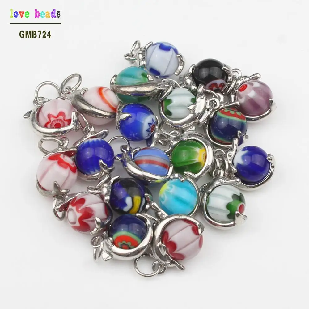 3 шт. 10 мм живой цветок цвет подвеска с изображением дельфина каменный шар бусины