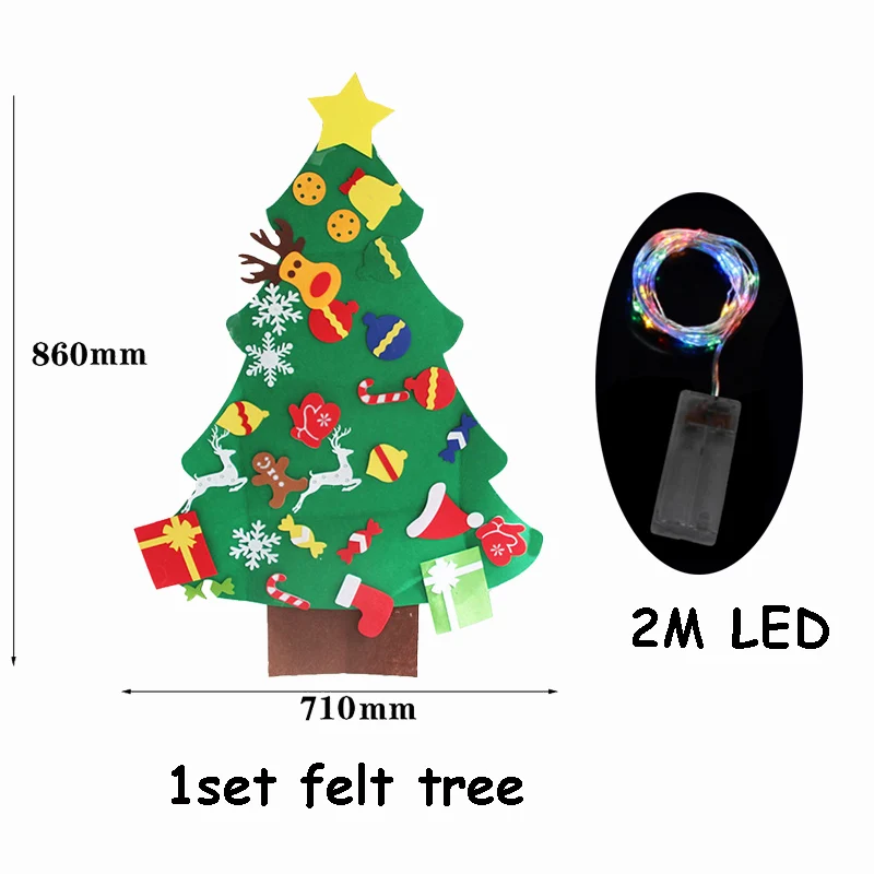 Светодиодный DIY Войлок Рождественская елка Navidad рождественские украшения для дома Natal дети подарок на год игра керст дерево украшения Декор - Цвет: 1set