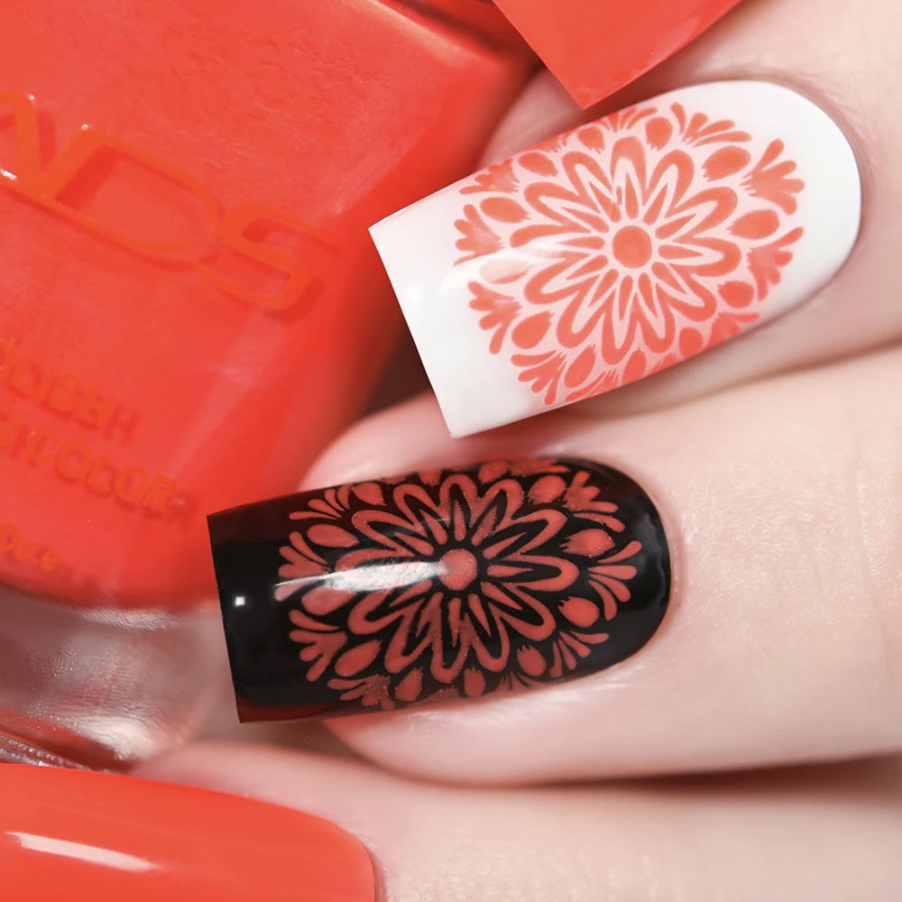 Флуоресцентный зеленый оранжевый два в одном лак для стемпинга ногтей KADS шаблон