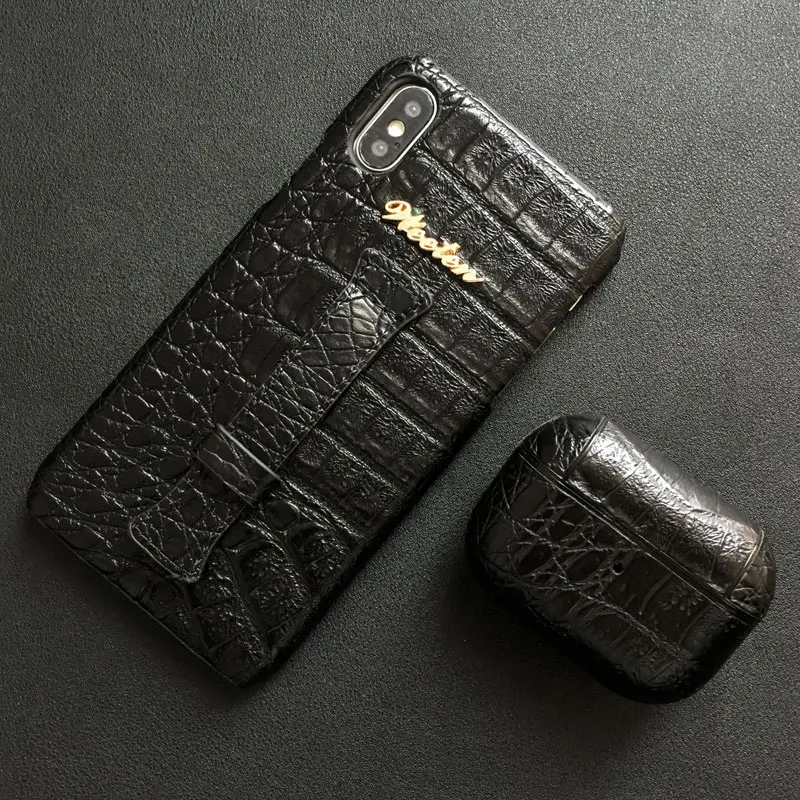 1 Set Ap Pro Black Чехол из крокодиловой кожи PU на запястье для iPhone 11 Pro Max XS 7 8 6 6S Plus X XR Жесткий Чехол для наушников для Airpods Pro - Цвет: 1 Set Ap Pro Black