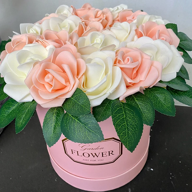 

25pcs 8cm PE Foam Rose Head Artificial Flowers Handmade DIY Bridal Bouquet Accessories For Wedding Decoration Fake Roses Flower