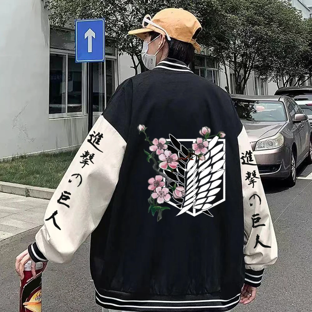 

Anime Attack On Titan Baseball Uniform Logo Hoodie Comfortable Creativity Streetwear Male