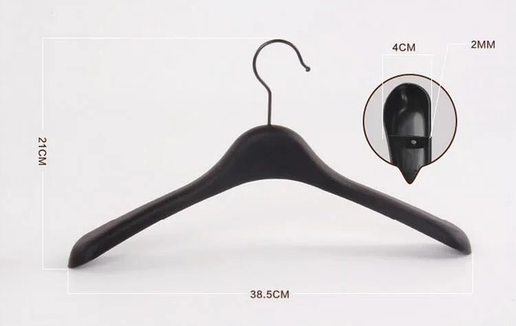

Black Thick Wide Shoulder Plastic Clothes Hanger for Coats Jacket and Fur (10 Pieces/ Lot )
