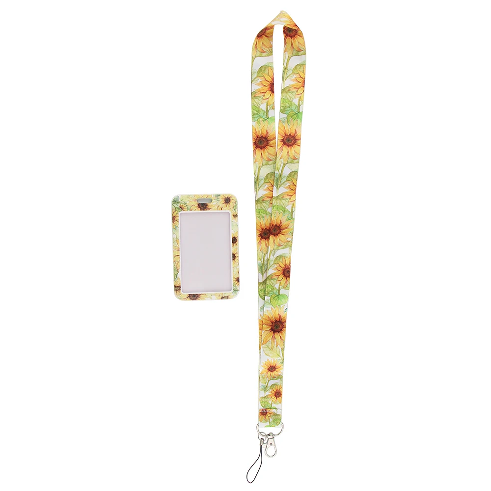 cb896 cherry blossoms new fashion flowers lanyard credit card id holder bag student women bank bus business card cover badge free global shipping