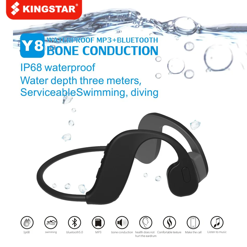 

Наушники-вкладыши с костной проводимостью, 32 ГБ, Bluetooth 5,0, гарнитура 2 в 1, водонепроницаемость IP68, для бега, фитнеса, спорта