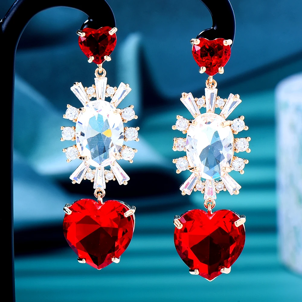 

missvikki Original Gorgeous Shiny Heart CZ Earrings Full Cubic Zirconia for Women Wedding Trendy Earrings Bijoux High Quality