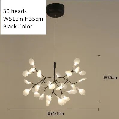 30 lights black Современный ветка дерева светодиодный подвесной светильник G4 акриловый Светлячок стиль люстры потолочный светильник для гостиной подвесной светильник - Цвет корпуса: 30 lights black