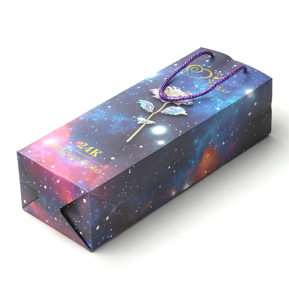 Красочная вечная роза с покрытием из 24 каратного золота в виде Галактики