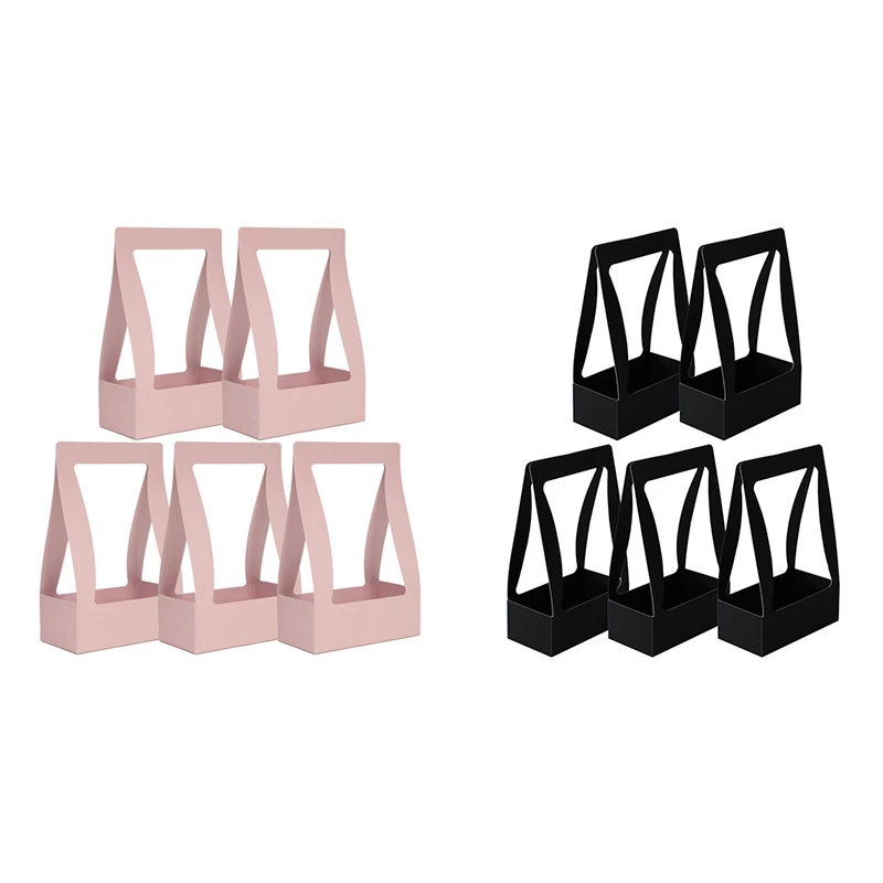 

20 Pcs Foldable Flower Box Waterproof Paper Packing Bag Florist Fresh Flower Carrier Bag, 10 Pcs Pink & 10 Pcs Black