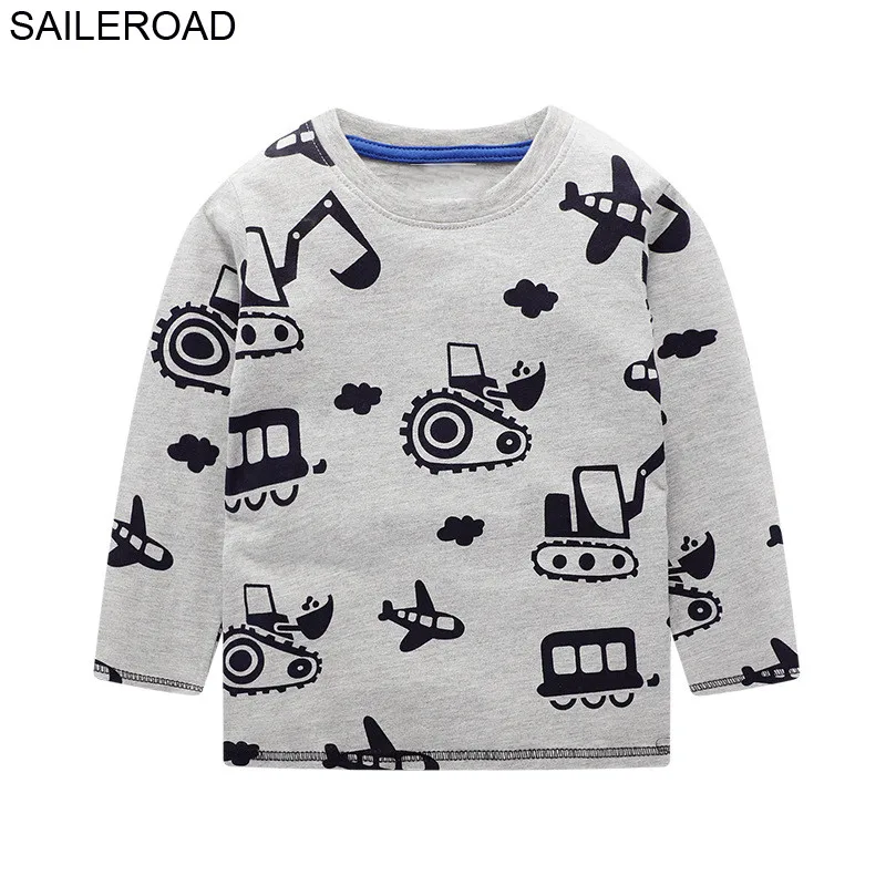 7017 SAILEROAD/осенние Топы для мальчиков с изображением От 2 до 8 лет, машины, пожарной машины, Осенние футболки с длинными рукавами для мальчиков детская футболка для малышей с изображением Тао хлопковая одежда для малышей - Цвет: 7017