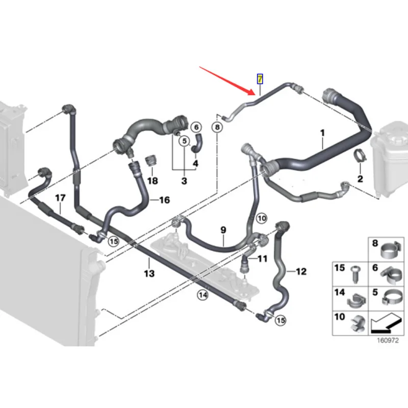 Overflow Expansion Tank To Radiator Coolant Hose/ Line For BMW X5 E70 F15 X6 E71 F16 3.0 3.5
