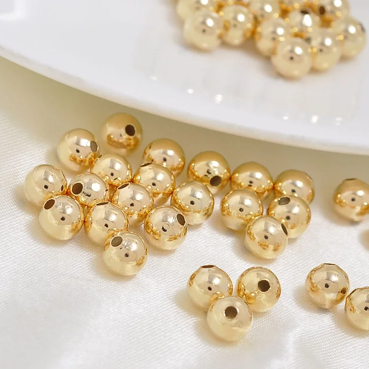 

DIY Jewelry bracelet High Quality real gold plated 4mm 6mm 8mm round brass beads