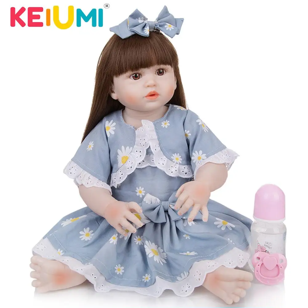 

KEIUMI 23 дюйма Кукла Новорожденный ребенок полностью силиконовый корпус реалистичные Reborn Bebe игрушки для детей подарок на день рождения Рождество