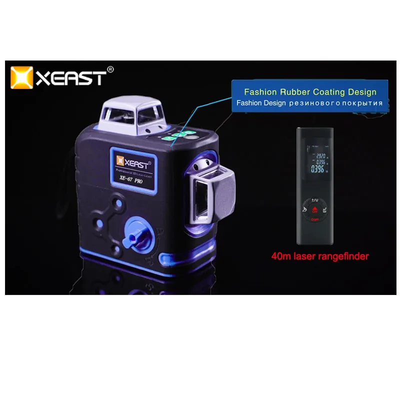 

XEAST XE-67G Por 8 line laser level 360 Self-leveling 3D Laser Level Vertical and Horizontal Cross Powerful Green Laser Beam