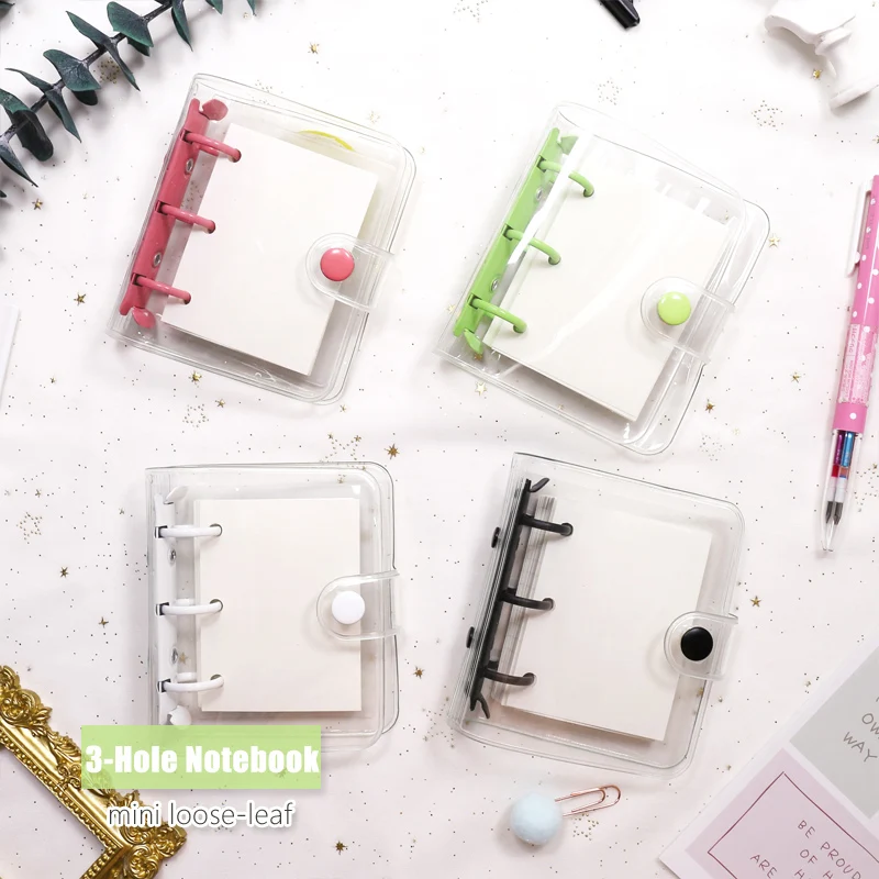MyPretties ins стильная Прозрачная Обложка из ПВХ с 3 отверстиями мини блокнот Kawaii